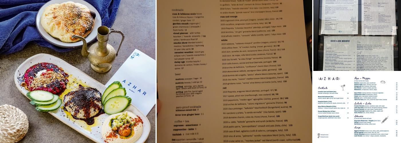 Azhar Kitchen & Bar Menu