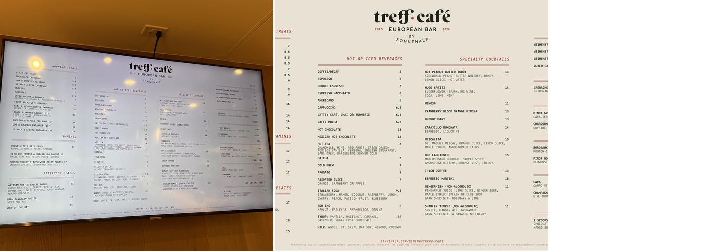 Treff Café Menu
