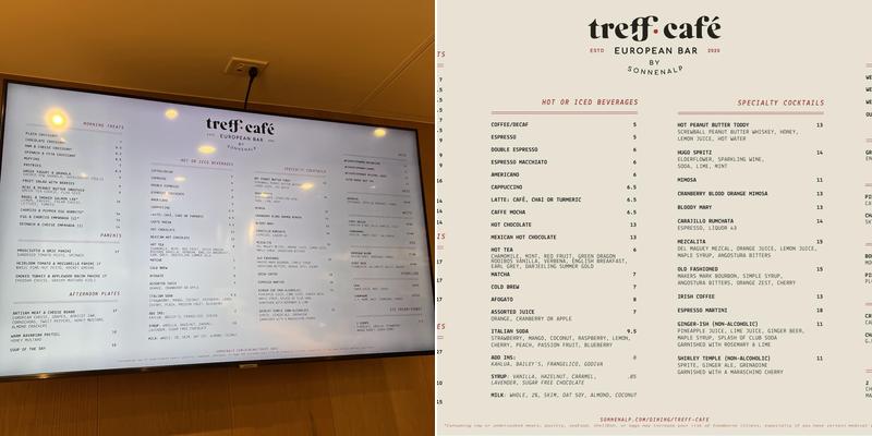 Treff Café Menu