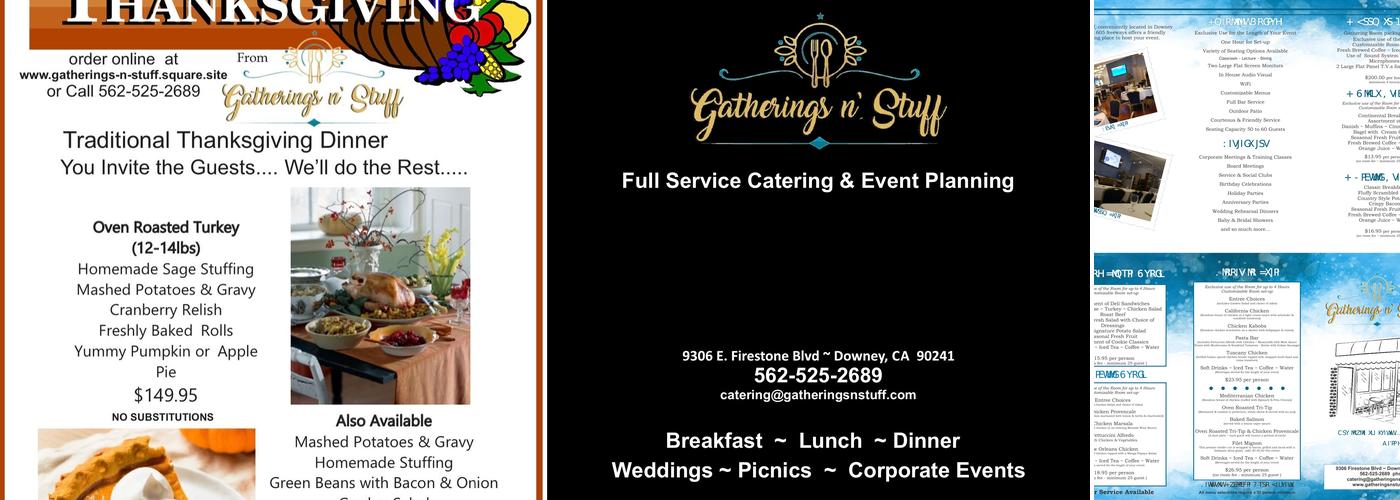 Gatherings n' Stuff Menu