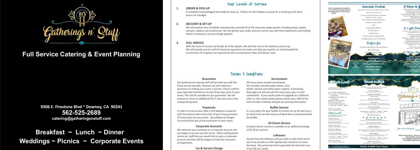 Gatherings n' Stuff Menu