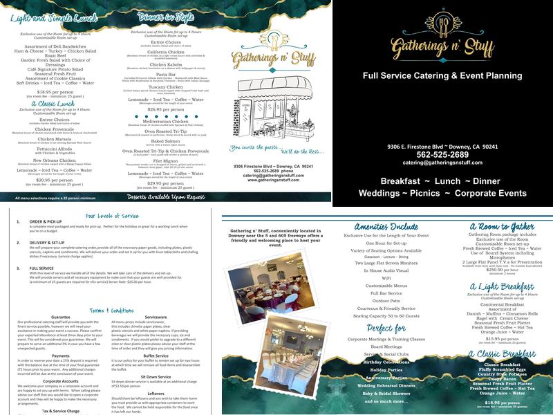 Gatherings n' Stuff Menu