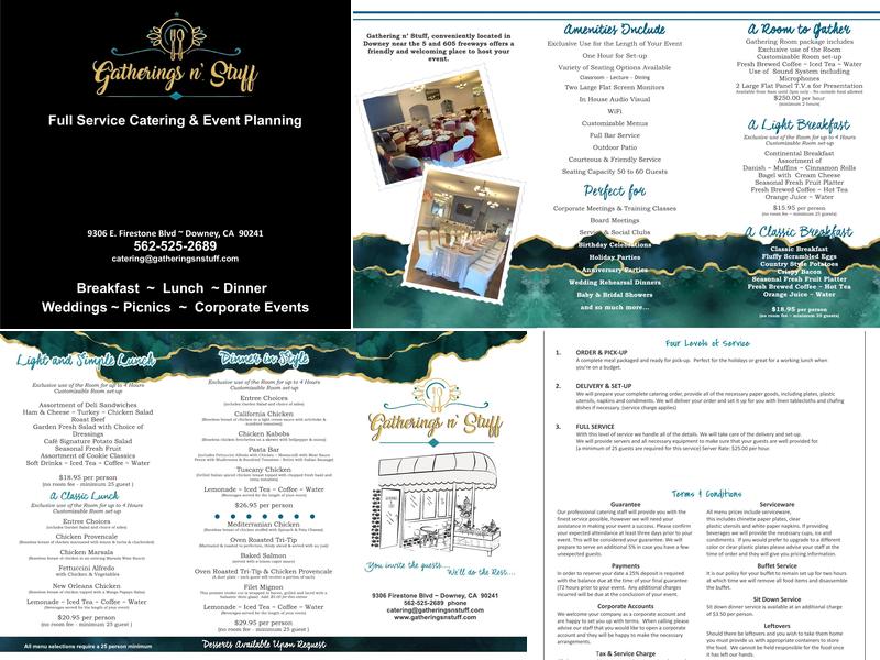 Gatherings n' Stuff Menu
