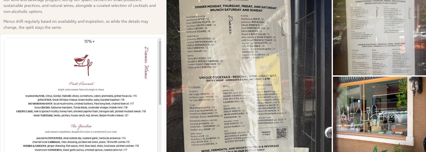 Passerine Menu