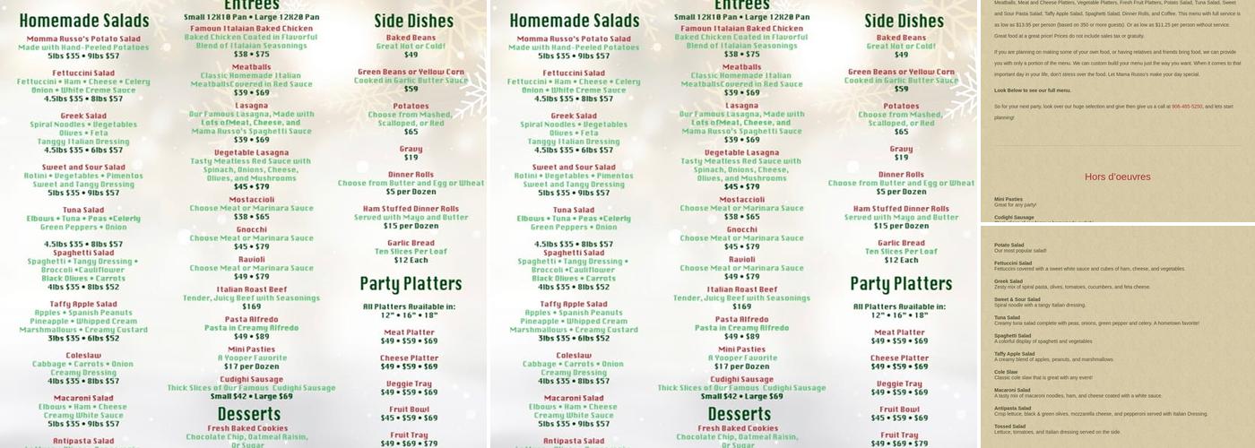 Mama Russo’s Menu