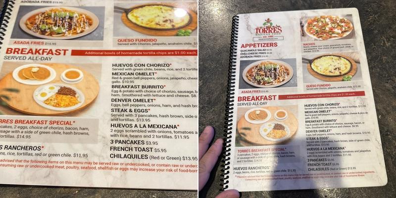 Taco torres Menu