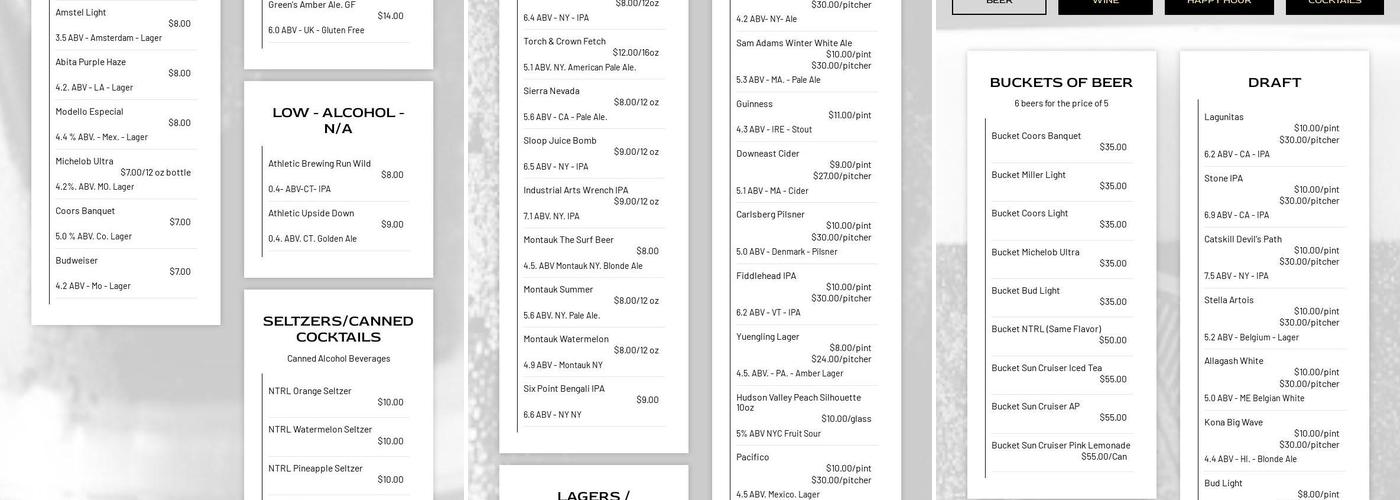 The Village Tavern Menu