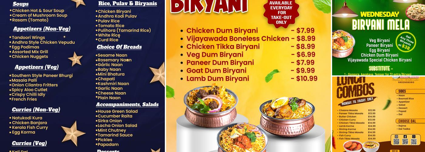 Bawarchi Biryanis - Greensboro, High Point Menu