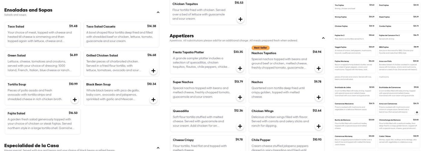 Cantina & Karaoke Menu