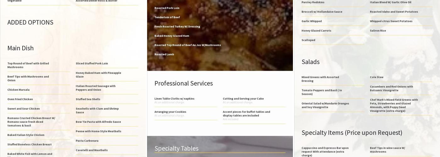 Fusillo Catering Menu