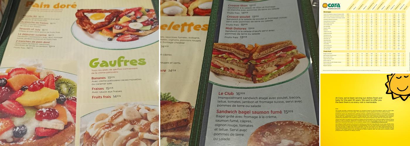 Cora - Châteauguay Menu