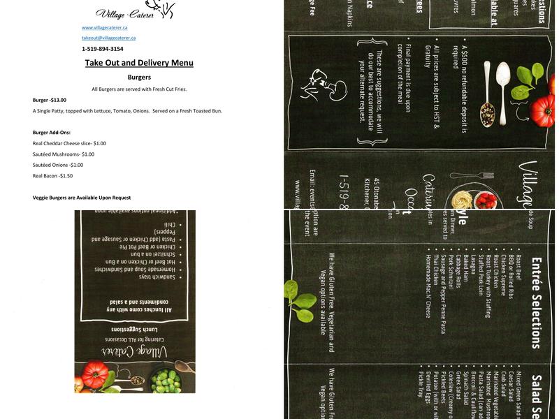 Village Caterer Menu