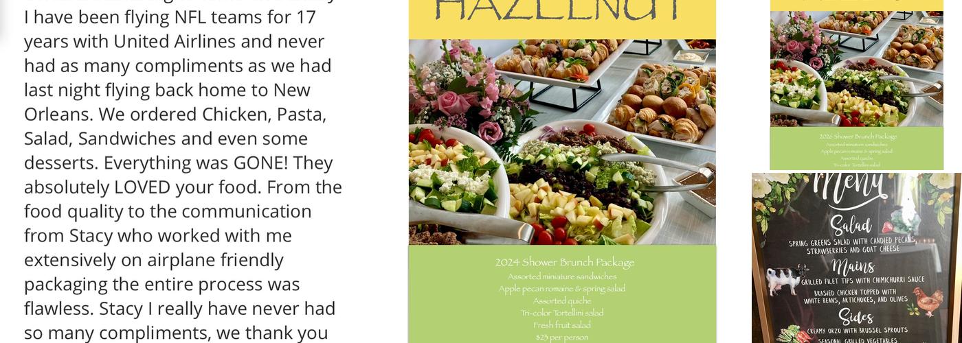 HAZELNUT CATERING INC Menu