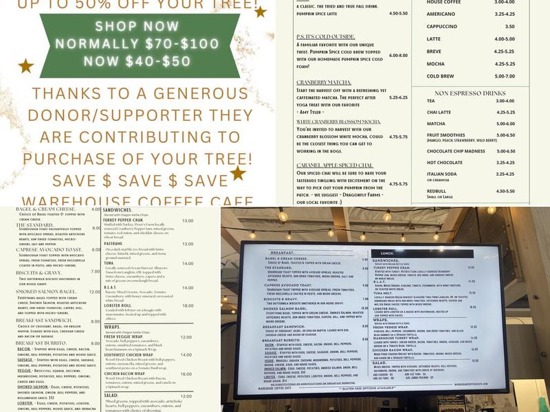 Warehouse Coffee Cafe Menu