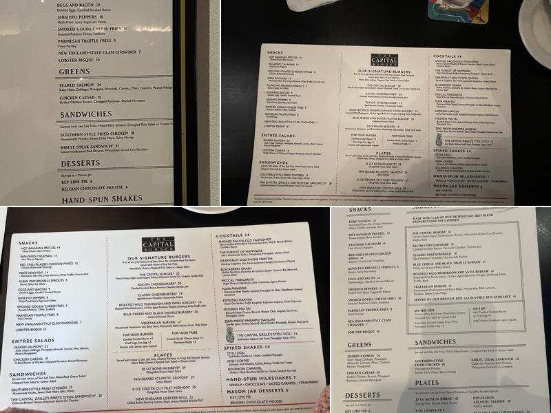 The Capital Burger Menu