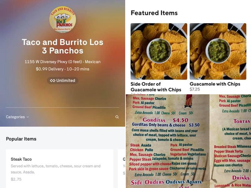 Los chonchis Menu