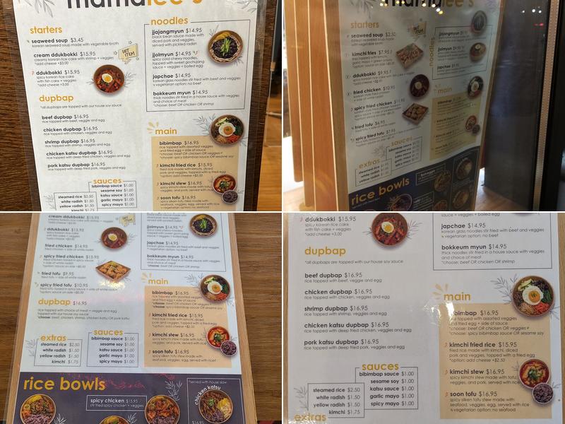 Mama Lee's Korean Kitchen (Takeout Only) Menu