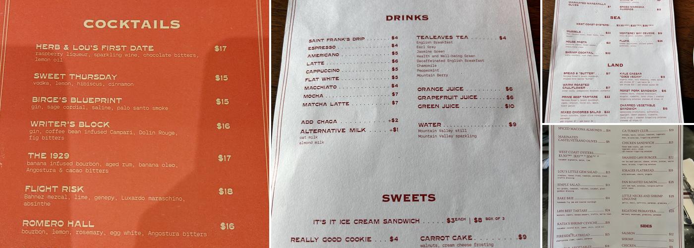 Lou & Herbert's Menu