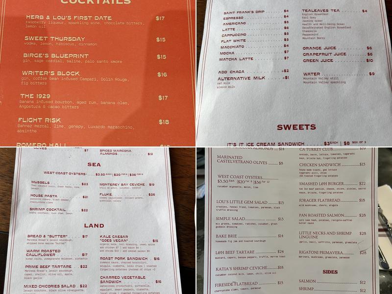 Lou & Herbert's Menu