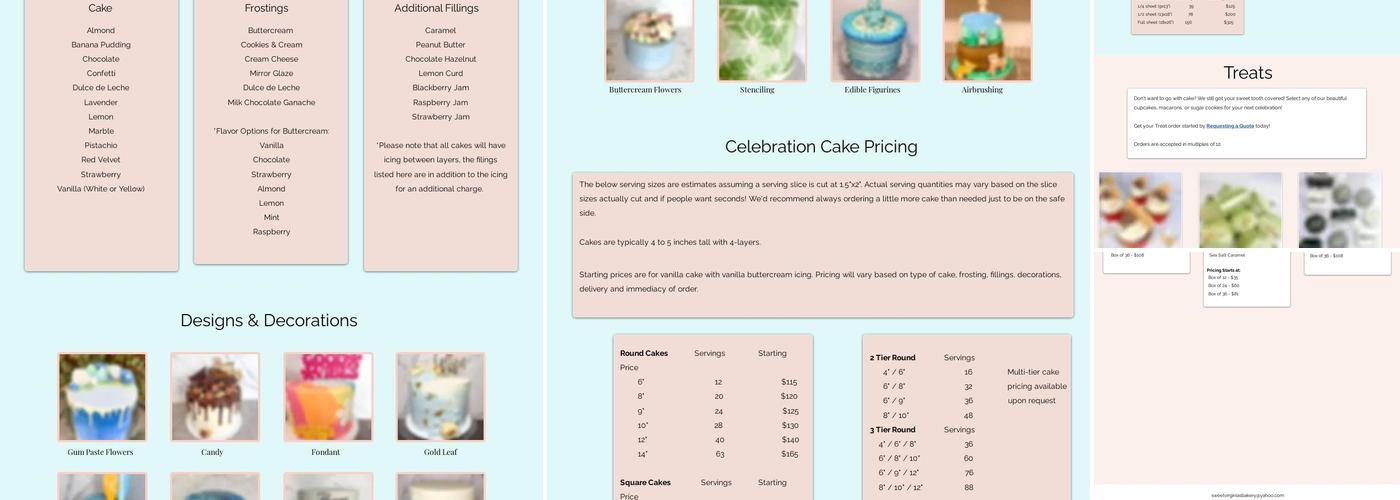 Sweet Virginia's Bakery Menu