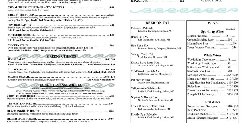 Chico Saloon Menu