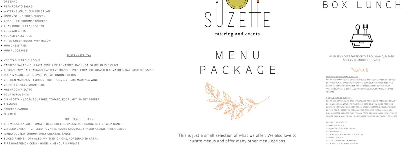Catering & Events by Suzette Menu