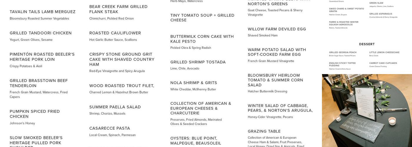 South Fork Catering Co. Menu