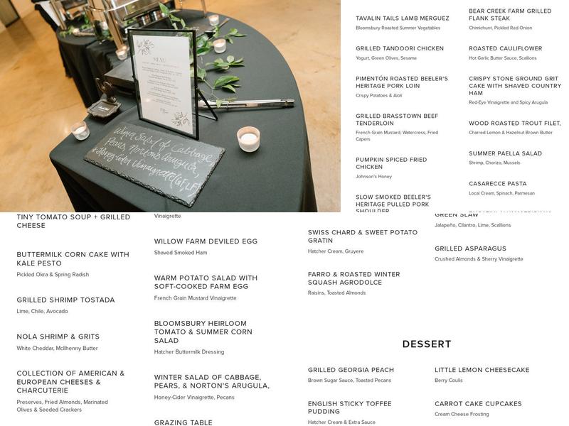 South Fork Catering Co. Menu