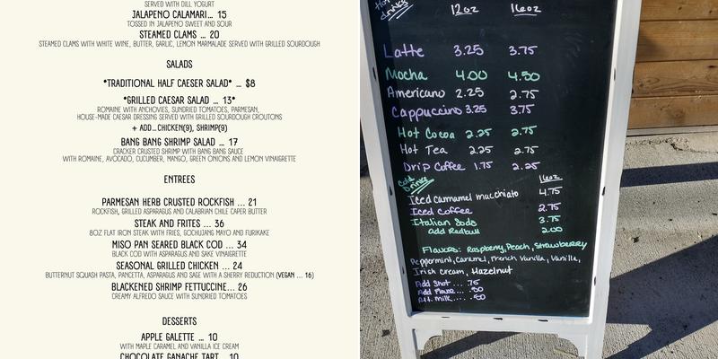 Bay Breeze Espresso Menu
