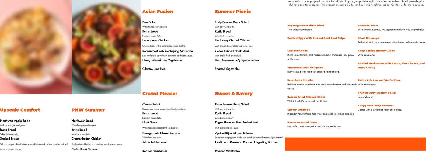 Willabys Catering & Event Menu