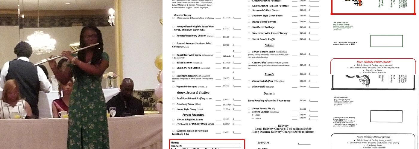 The Forum - The Forum Caterers Menu