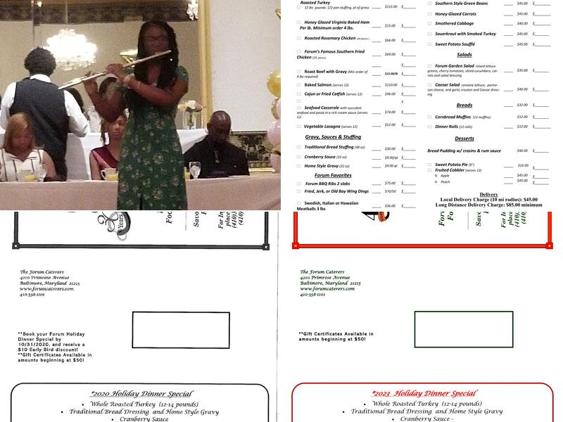 The Forum - The Forum Caterers Menu