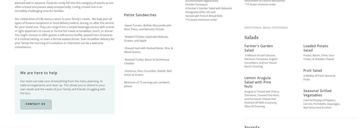 Silver Spoons Catering & Events Menu