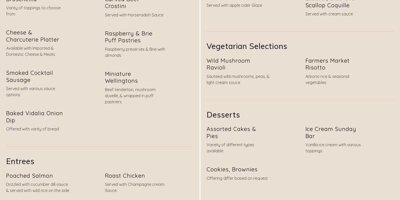 Grand Cru Hospitality LLC Menu