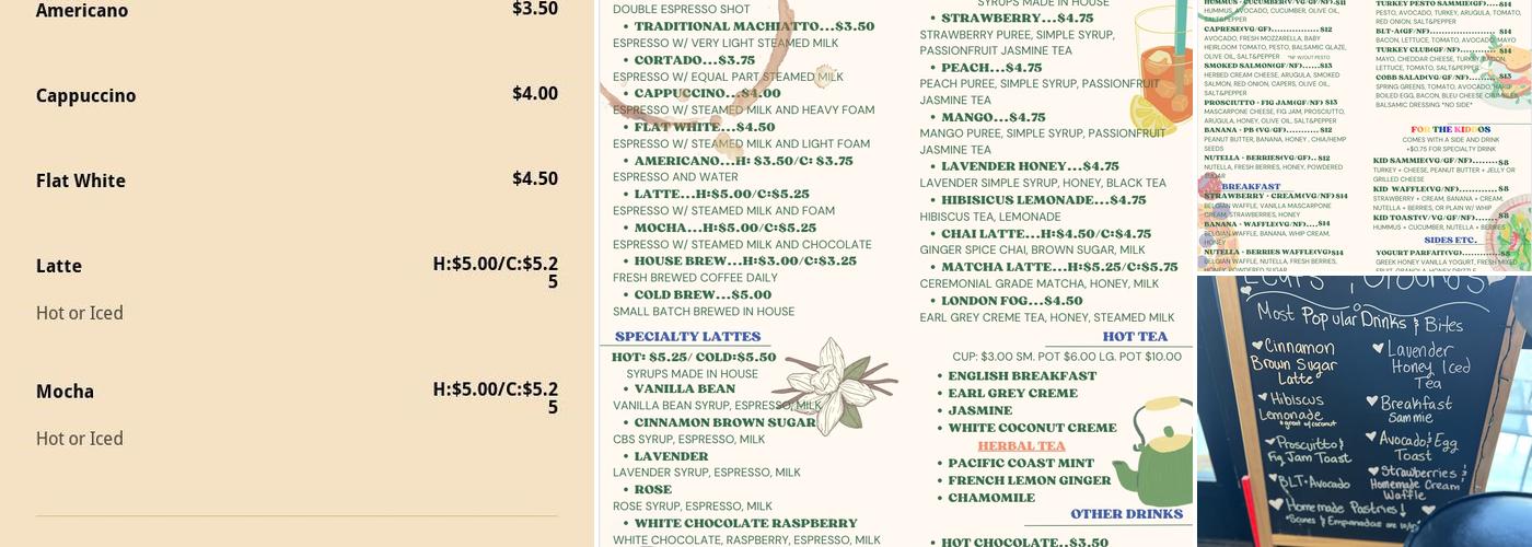 Leafs and Grounds Menu