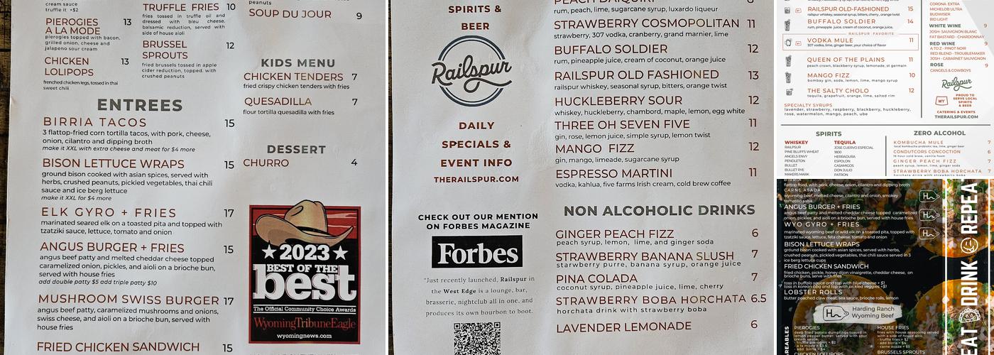 Railspur Menu