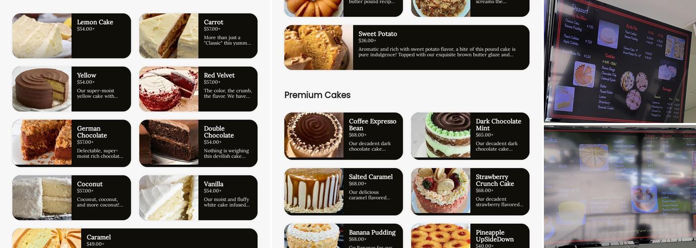 Brown Shuga Bakery Menu