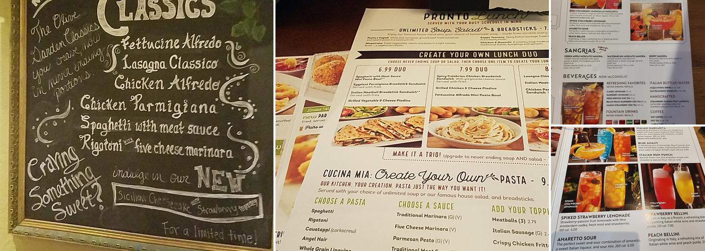 Olive Garden Italian Restaurant Menu