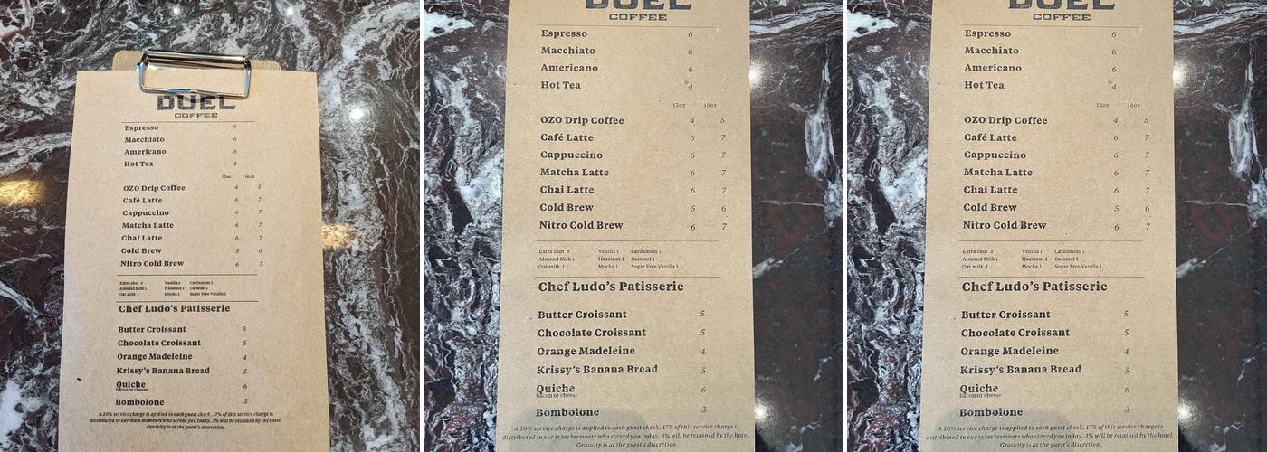 Duel Coffee Menu