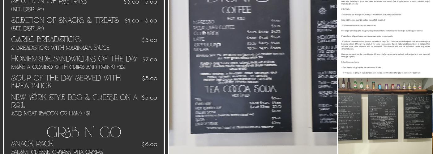 Sugar Space Cafe Menu