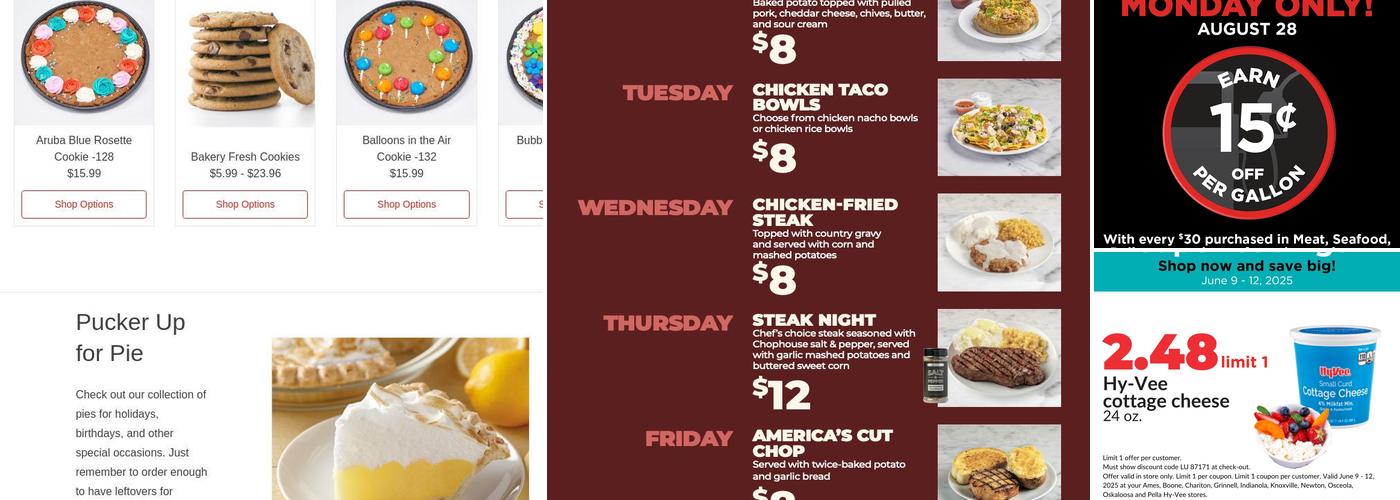 Hy-Vee Bakery Menu