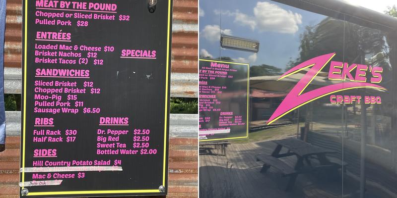 Zeke's Craft BBQ Menu