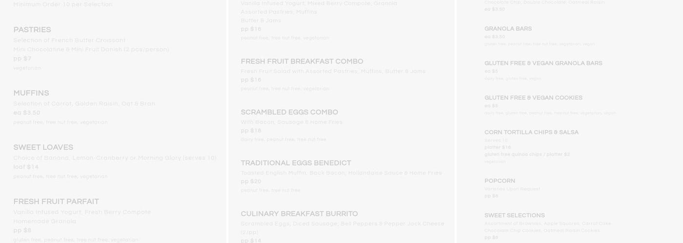 Culinary Conspiracy Menu