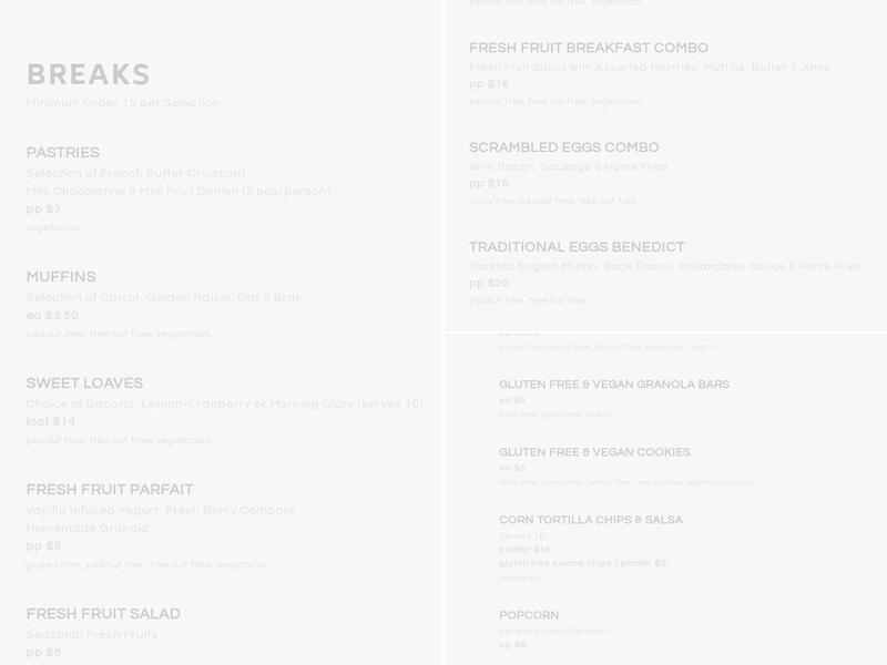 Culinary Conspiracy Menu