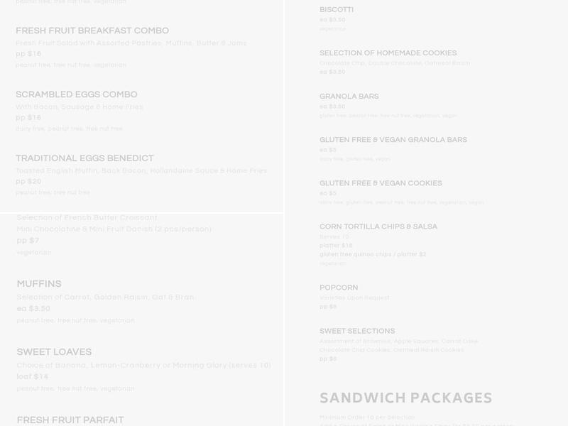 Culinary Conspiracy Menu