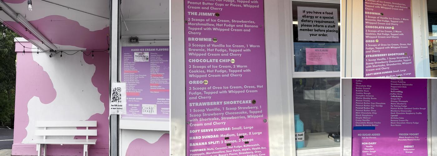 Tom and Jimmy's Ice Cream Menu
