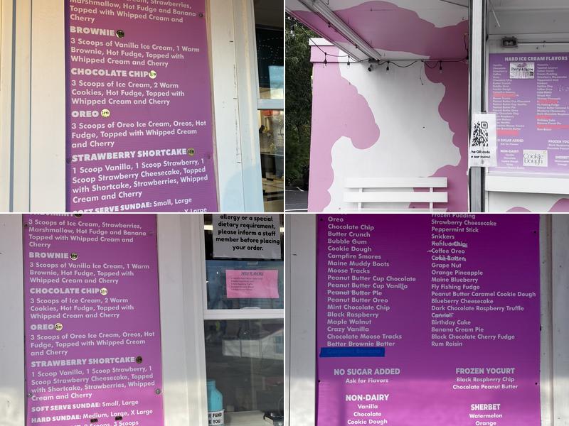 Tom and Jimmy's Ice Cream Menu