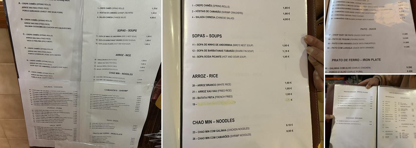Atlantico Chinês Menu