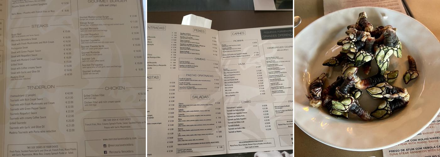 Mercearia vencedora Menu