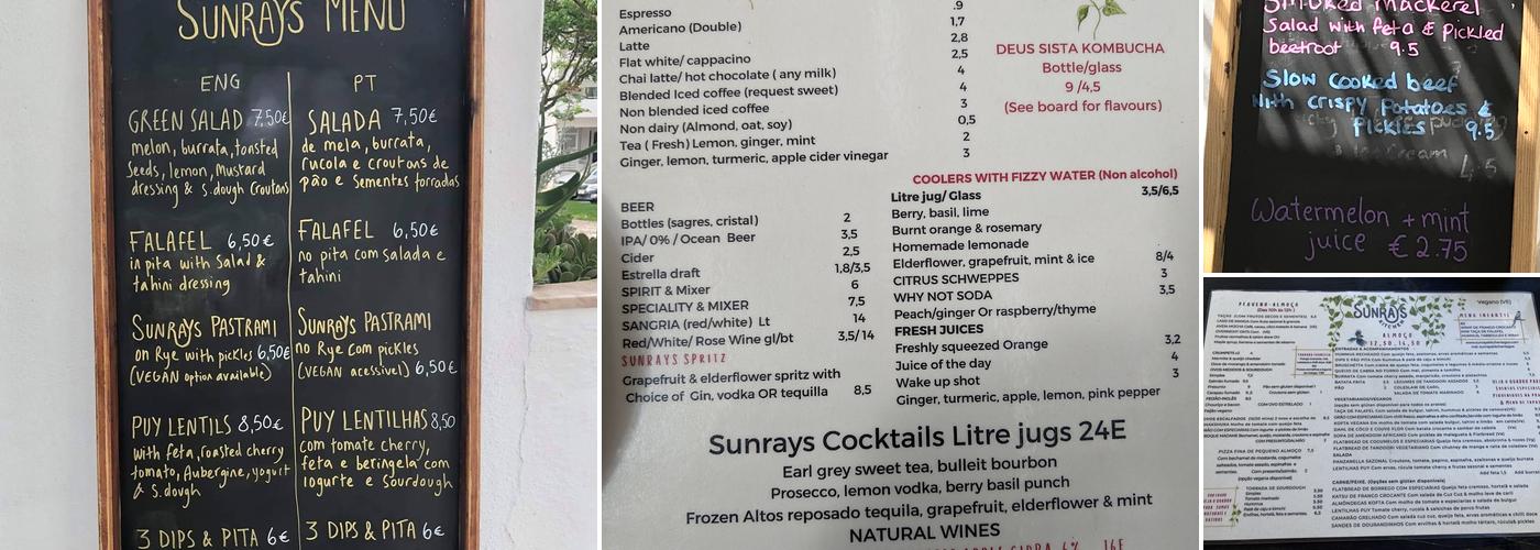 Sunrays kitchen Menu